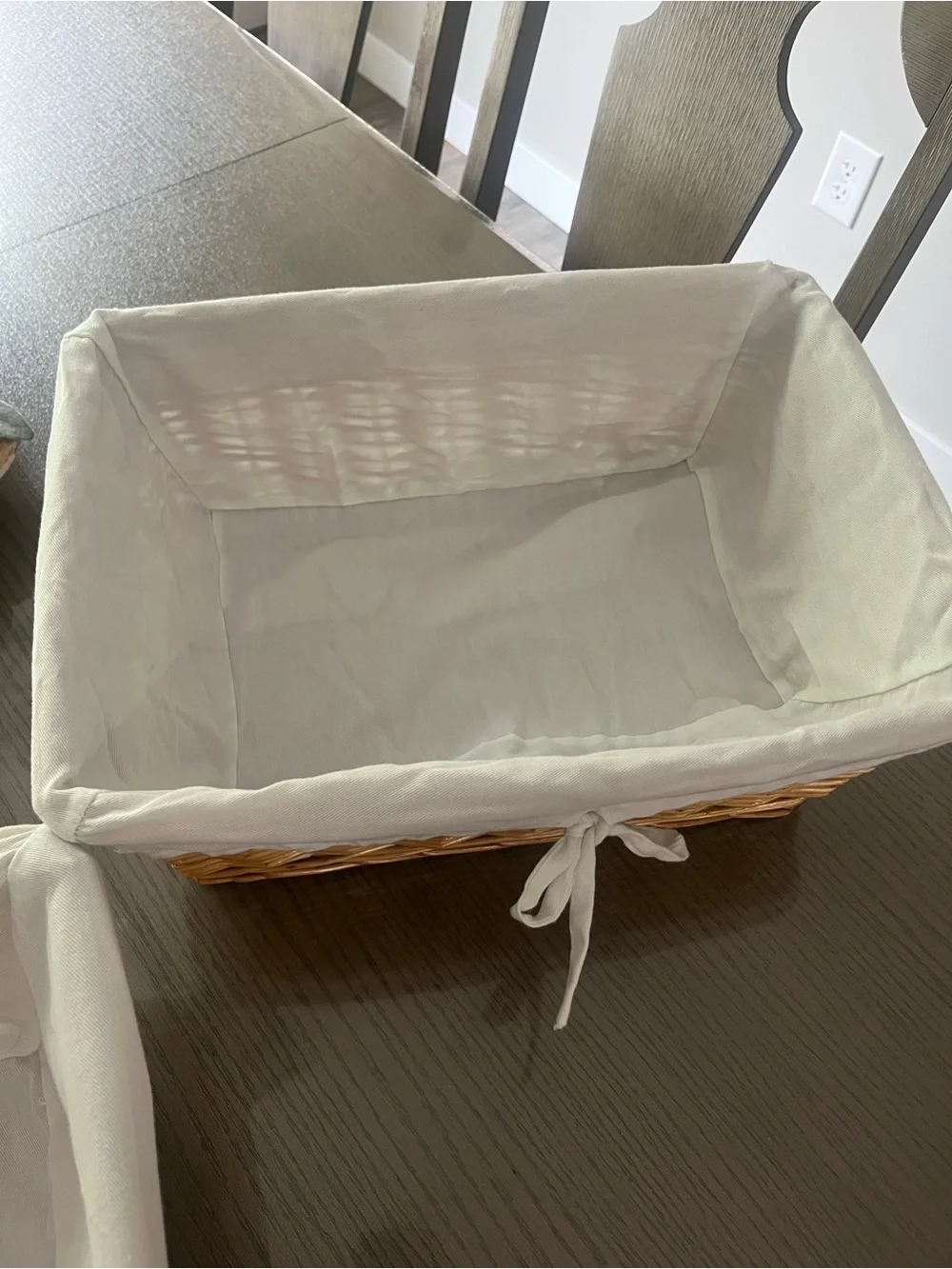 Woven Tree Rectangular Storage Basket with White Liner EUC Large